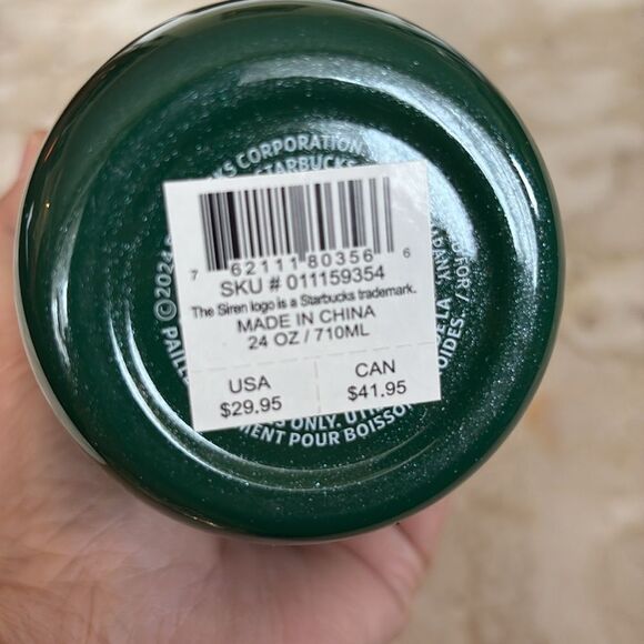 NWT Starbucks 2024 Holiday Green Pink Metallic Hot & Cold Insulated Tumbler - Picture 12 of 12
